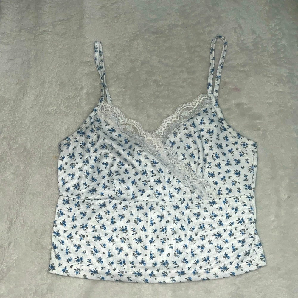 Floral, laced, crop top, shein